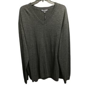 Hart Schaffner Marx 3XB Big Man Sweater Gray Soft Extra Fine Merino Wool V-Neck